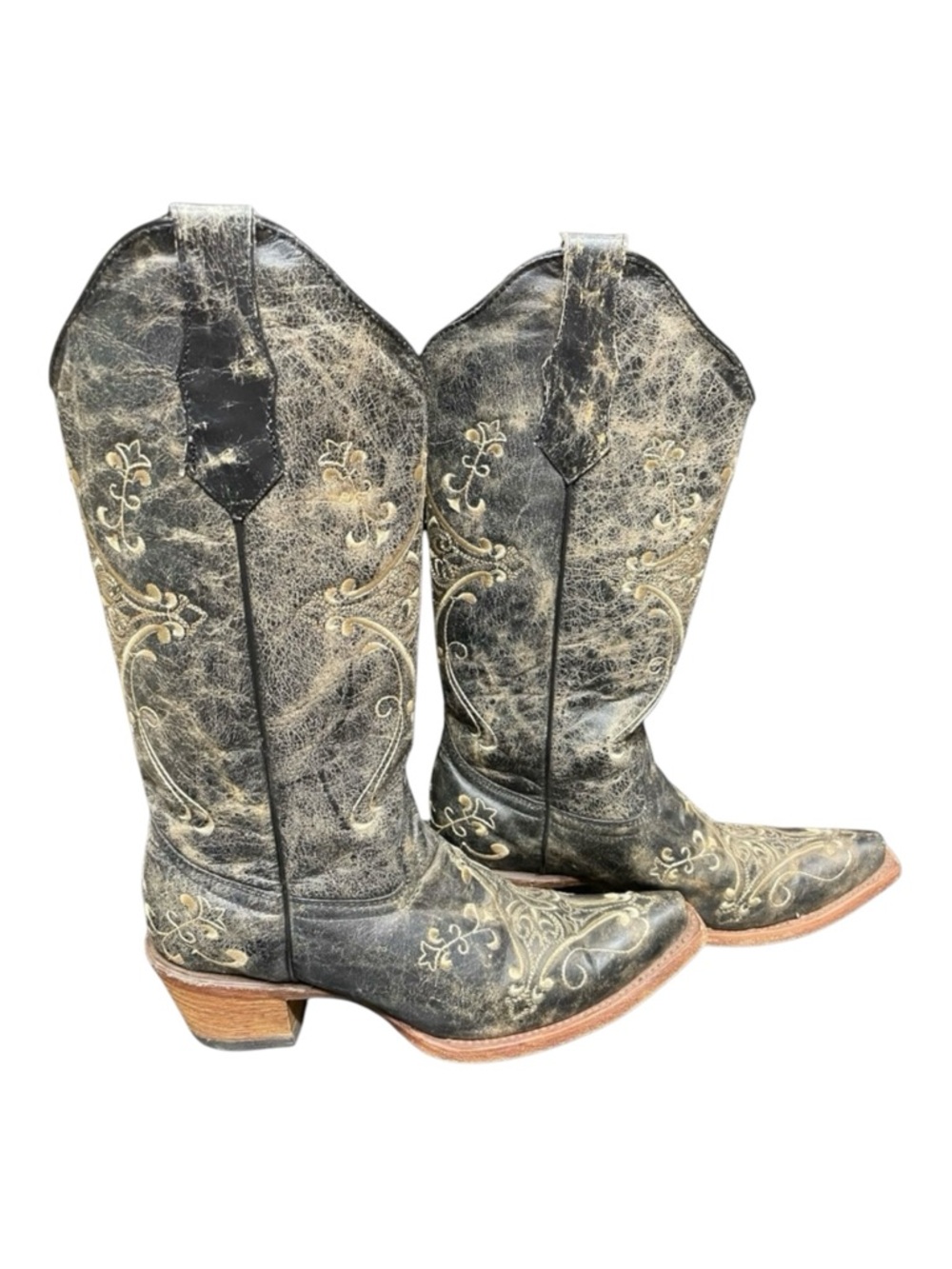 Circle G Corral Women's Black Crackle Bone Embroidered Western/Cowboy Bo…